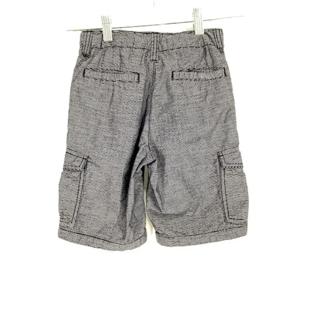 Gymboree Boys Gray Striped Flat Front Cargo Shorts Kids Youth Size 6